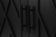Zrun 4-Door Wooden Twill Sideboard - Black & Dark Walnut