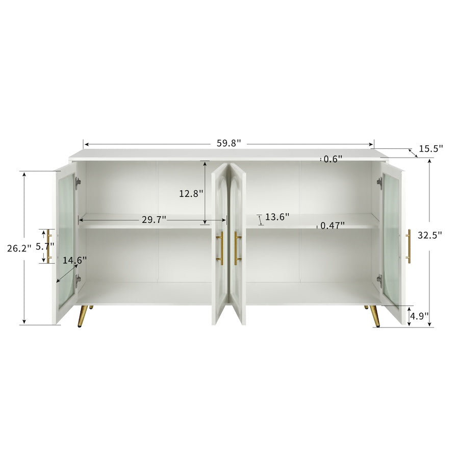 Zrun Accent Cabinet with Glass Door Fronts - Antique White