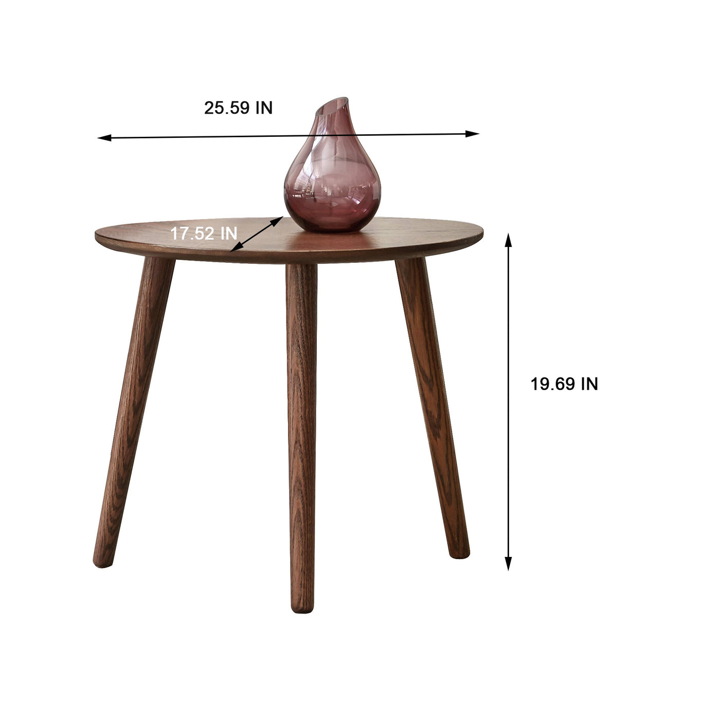 100% Solid Oak Wood Pebble Shape Side Table