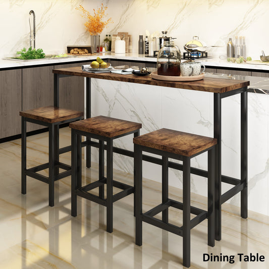 TOPMAX Counter Height Extra Long Dining Table Set with 3 Stools