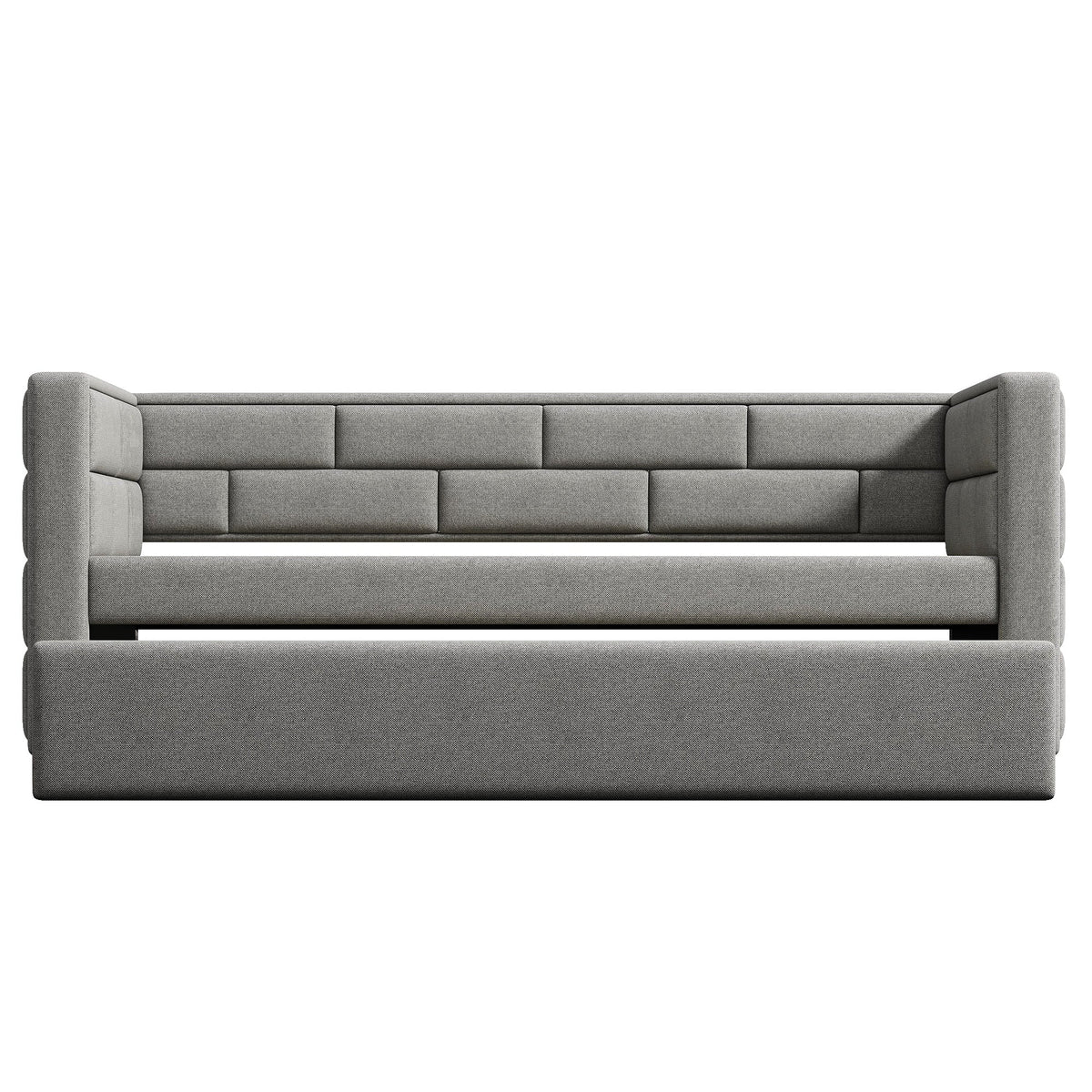 Twin Size Daybed with Trundle in Cube Tufted Gray Upholstery