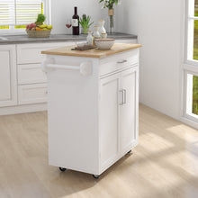 Kitchen Island on Casters with Towel Rack