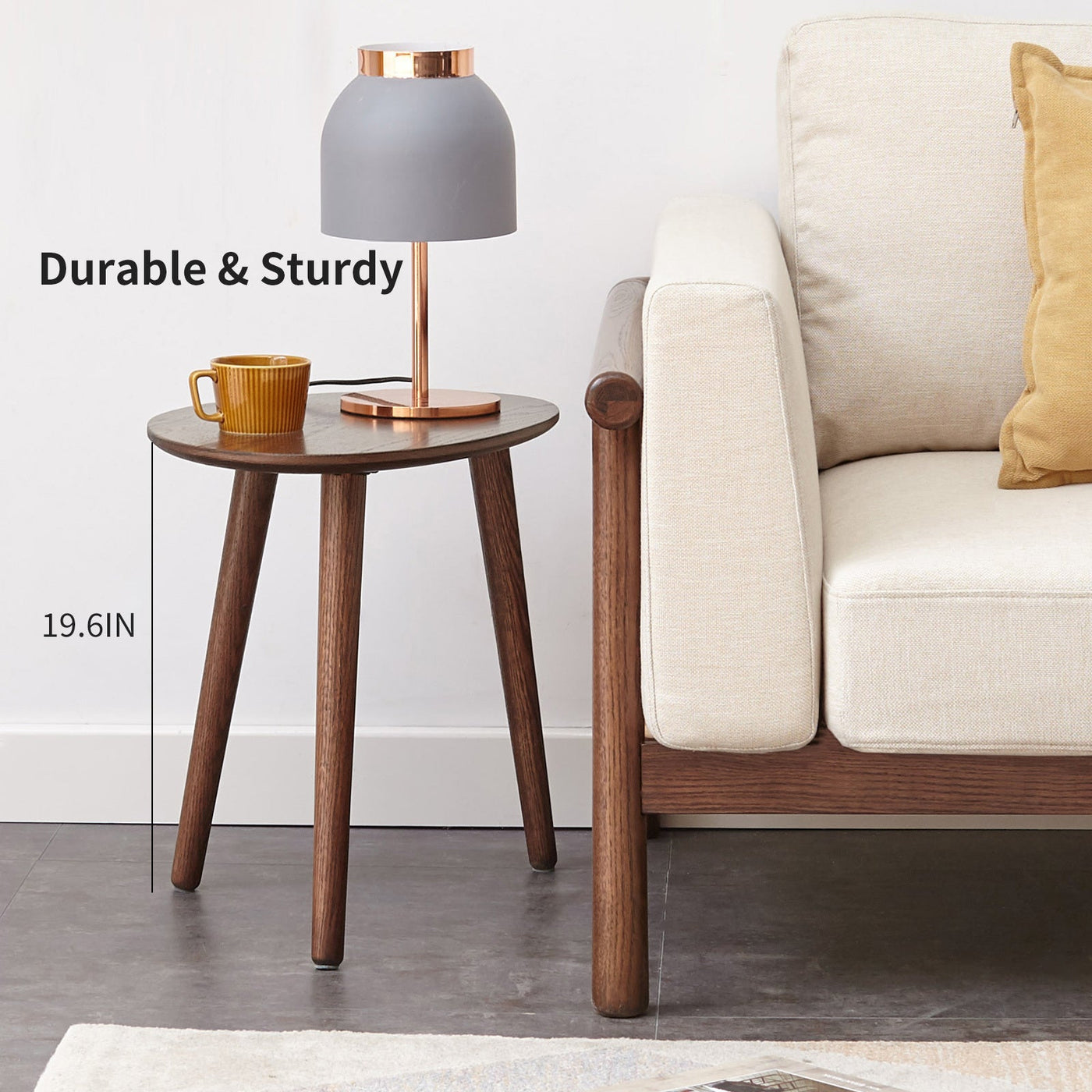 100% Solid Oak Wood Pebble Shape Side Table