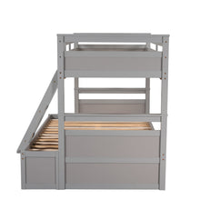 Twin over Full Bunk Bed with Storage - Gray