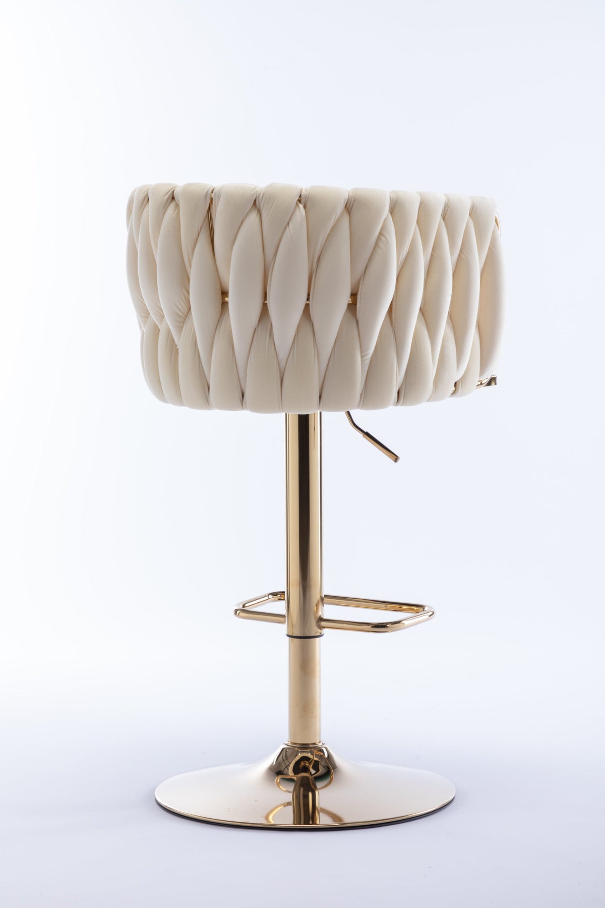 Modern Ivory Velvet Adjustable Height Bar Stool Set of 2