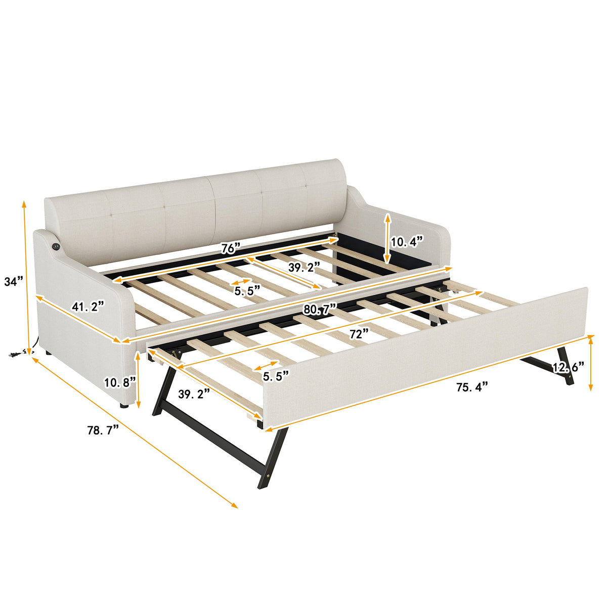 Manda Twin Daybed & Pop-up Trundle Set - Beige