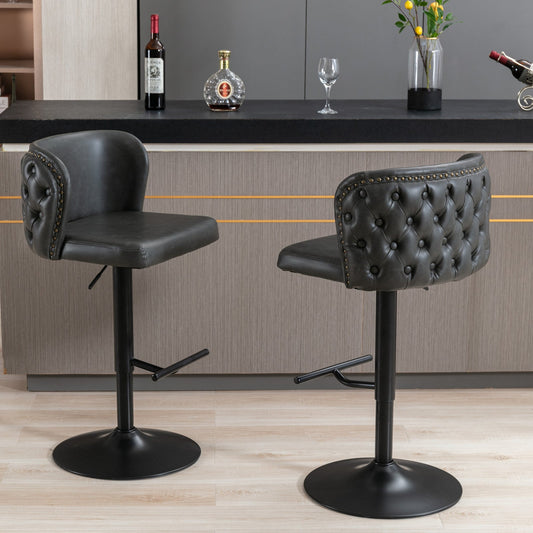 A&A Furniture Modern Swivel Bar Stools in Dark Gray Set of 2