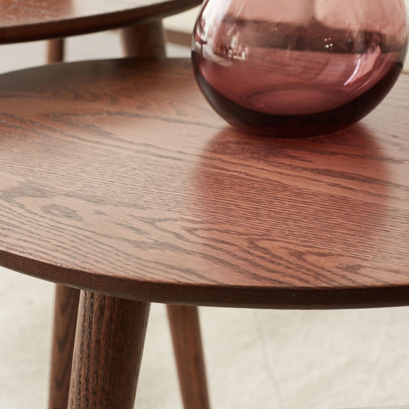 100% Solid Oak Wood Pebble Shape Side Table