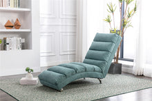 Modern Linen Chaise Lounge with Massage Function & Remote in Teal
