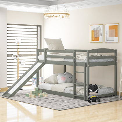 Twin over Twin Bunk Bed with Convertible Slide and Ladder