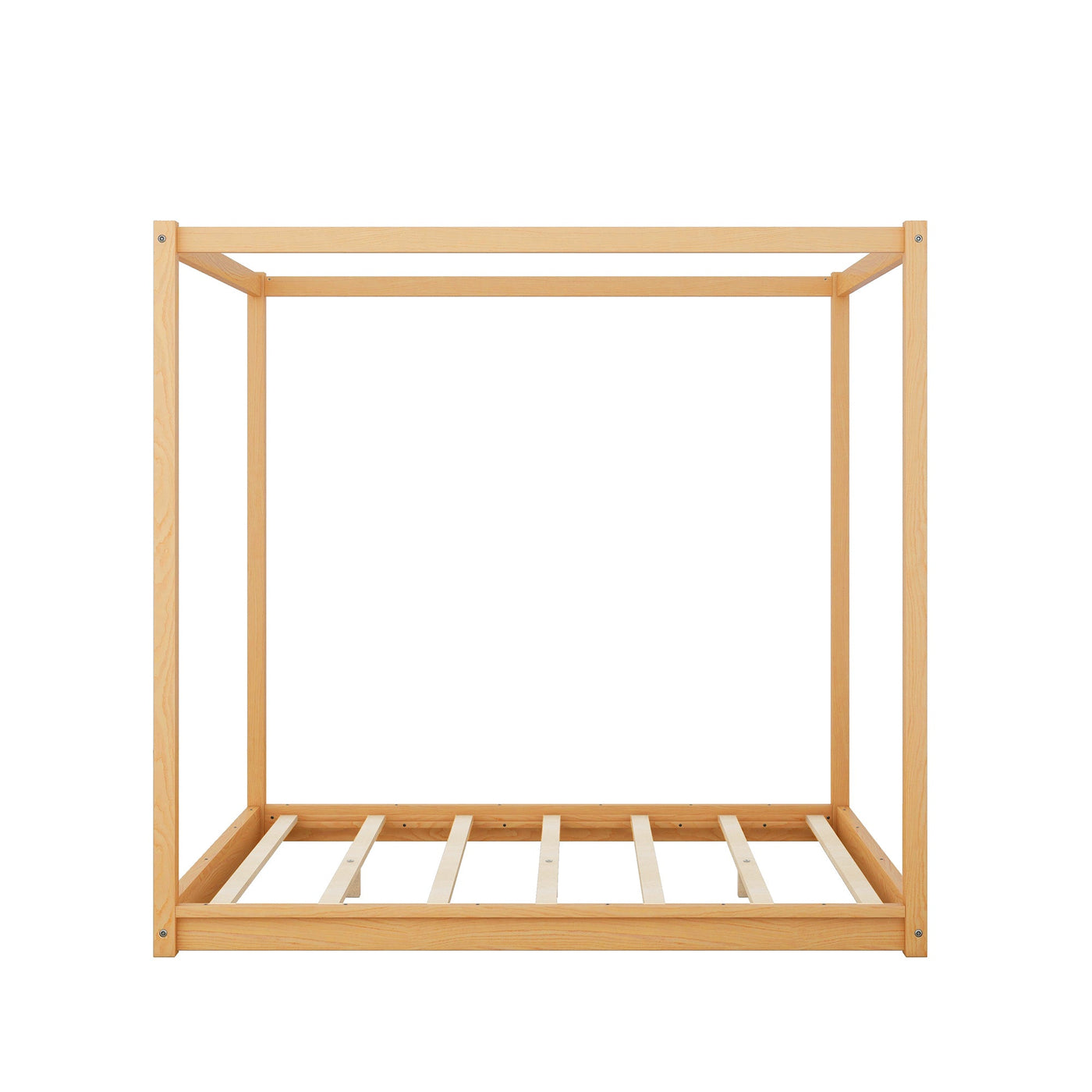 Queen Size Canopy Platform Bed with Support Legs,Natural