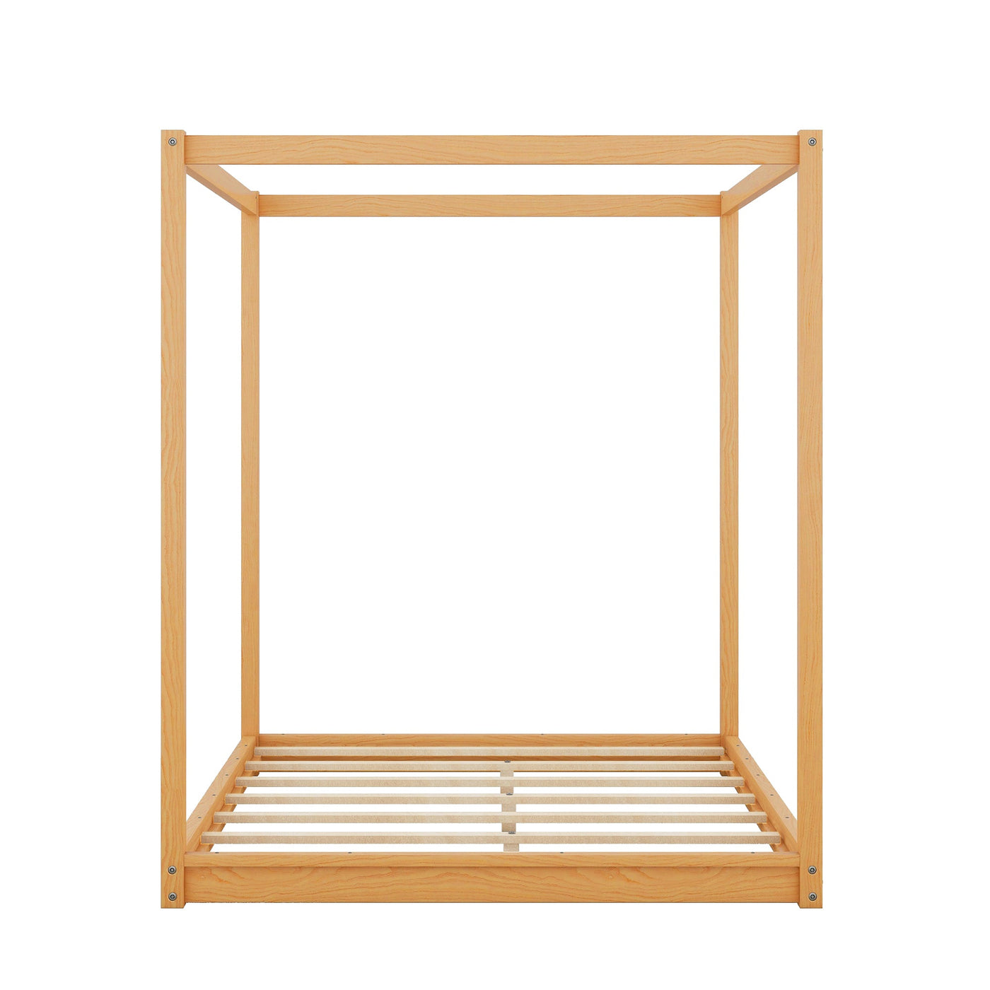 Queen Size Canopy Platform Bed with Support Legs,Natural