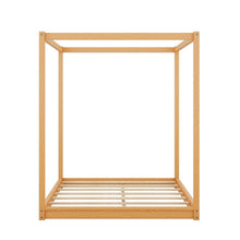 Queen Size Canopy Platform Bed with Support Legs,Natural