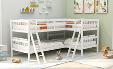 L-Shaped Bunk Bed with Ladder,Twin Size-Gray