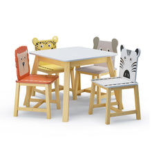 Moonriver Kids Wood Table with 4 Chairs Set Cartoon Animals