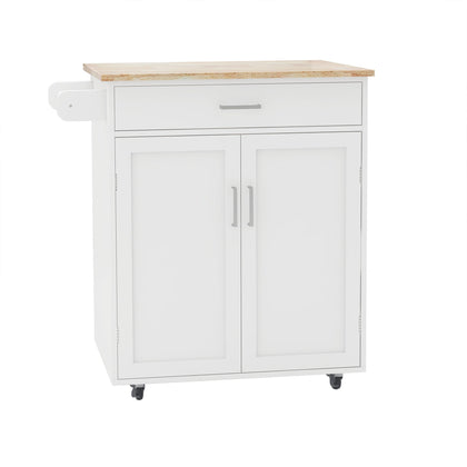 Kitchen Island on Casters with Towel Rack