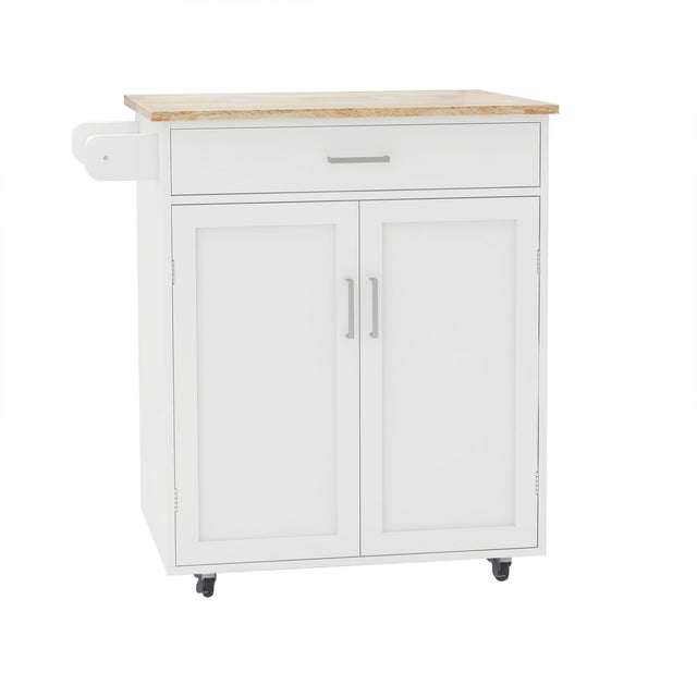 Kitchen Island on Casters with Towel Rack
