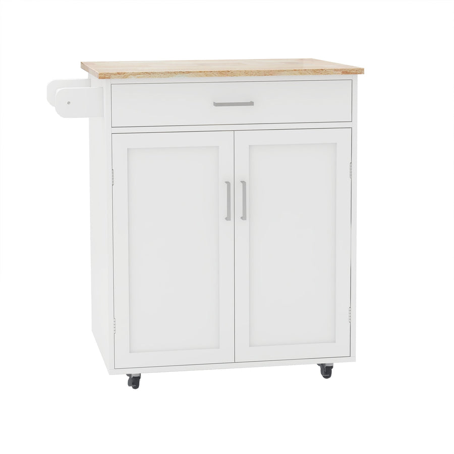 Kitchen Island on Casters with Towel Rack