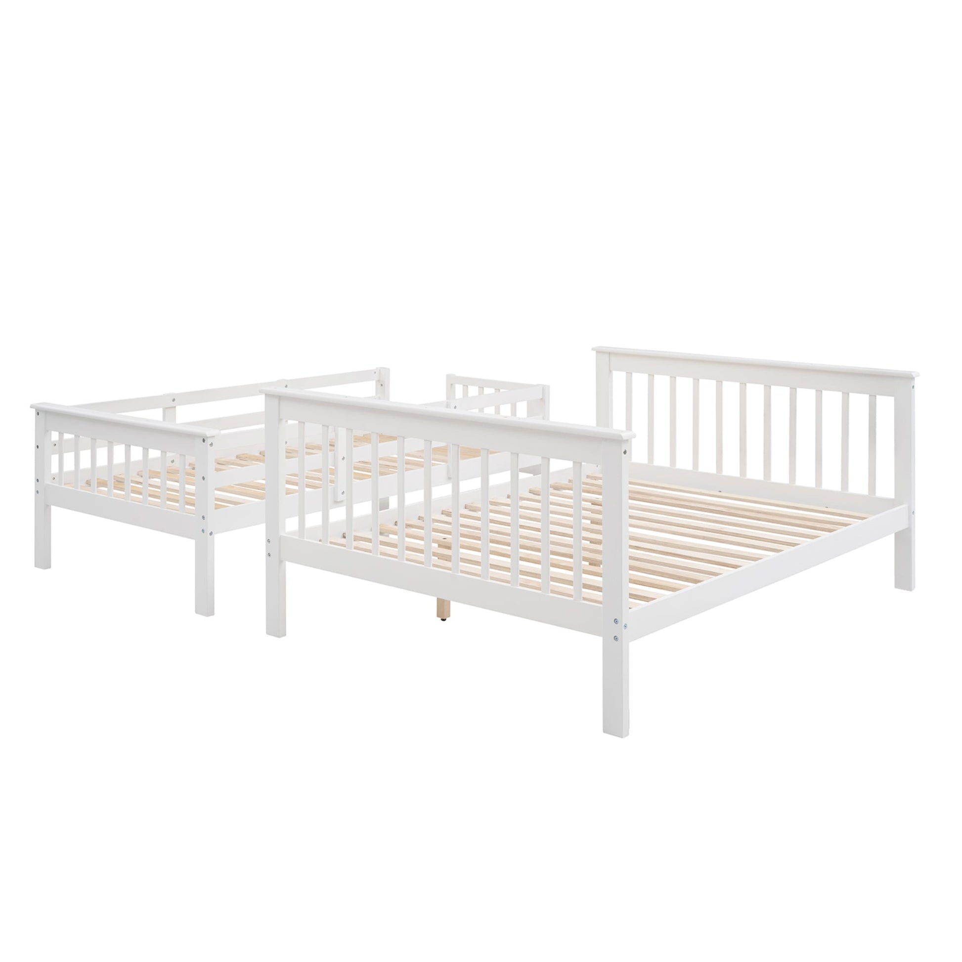 Twin-Over-Full Bunk Bed with Storage Stairway in White