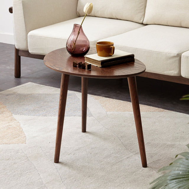 100% Solid Oak Wood Pebble Shape Side Table