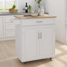 Kitchen Island on Casters with Towel Rack