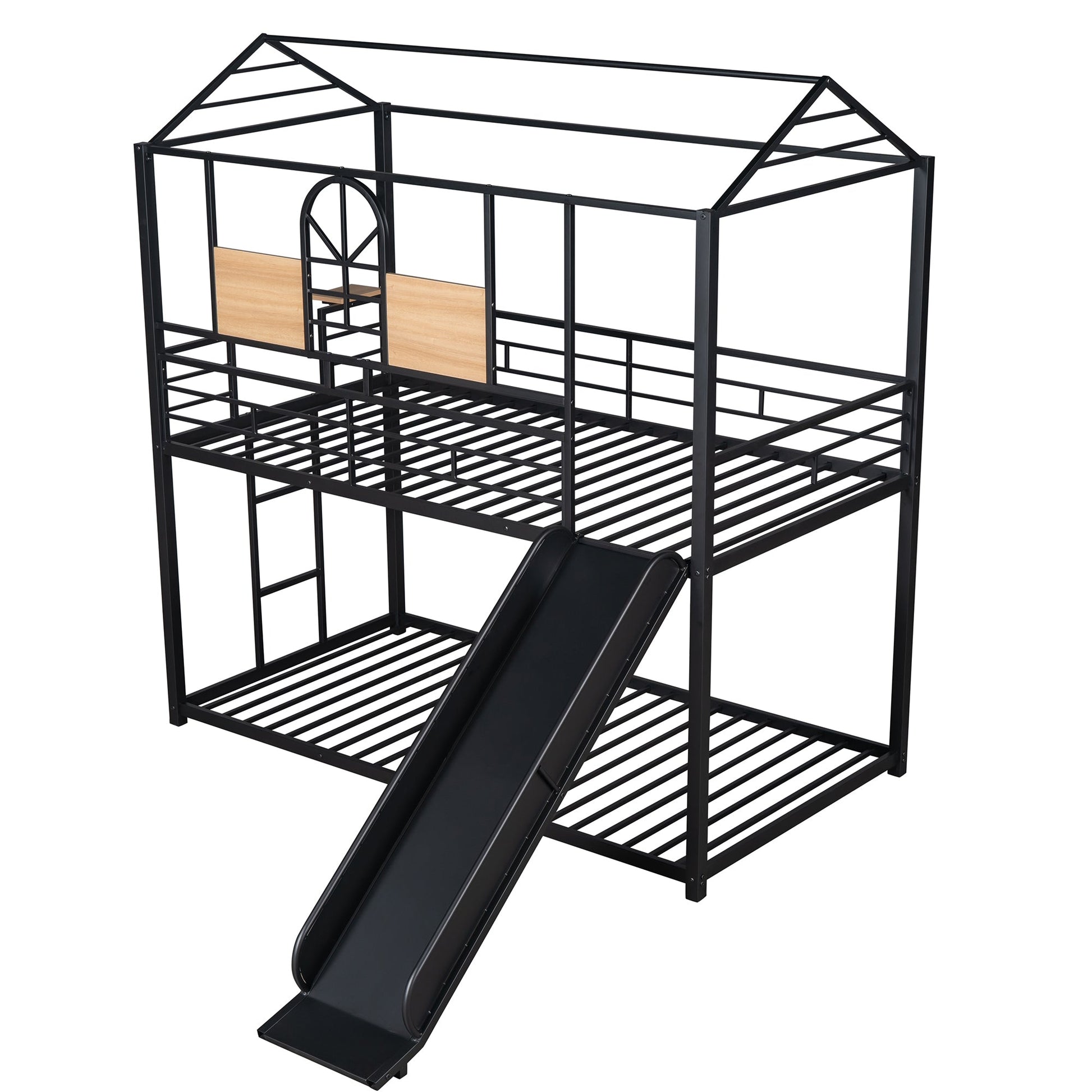 Twin Over Twin Metal Bunk Bed - Black