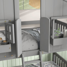 Inspirit Twin over Twin House Bunk Bed with Roof - Gray