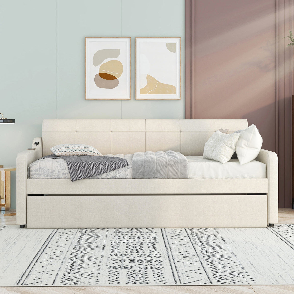 Manda Twin Daybed & Pop-up Trundle Set - Beige