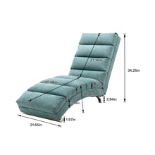 Modern Linen Chaise Lounge with Massage Function & Remote in Teal