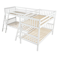 L-Shaped Bunk Bed with Ladder,Twin Size-Gray