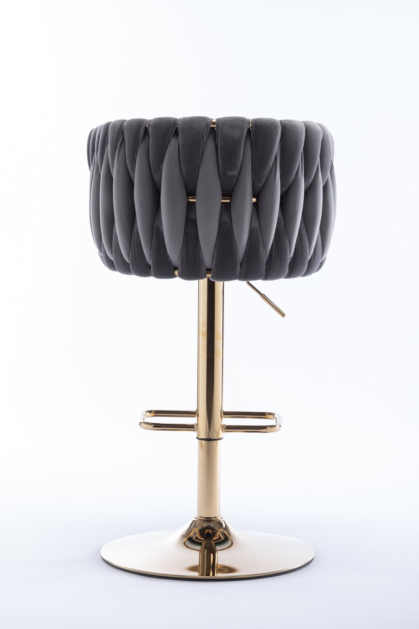 Modern Gray Velvet Adjustable Height Bar Stool Set of 2