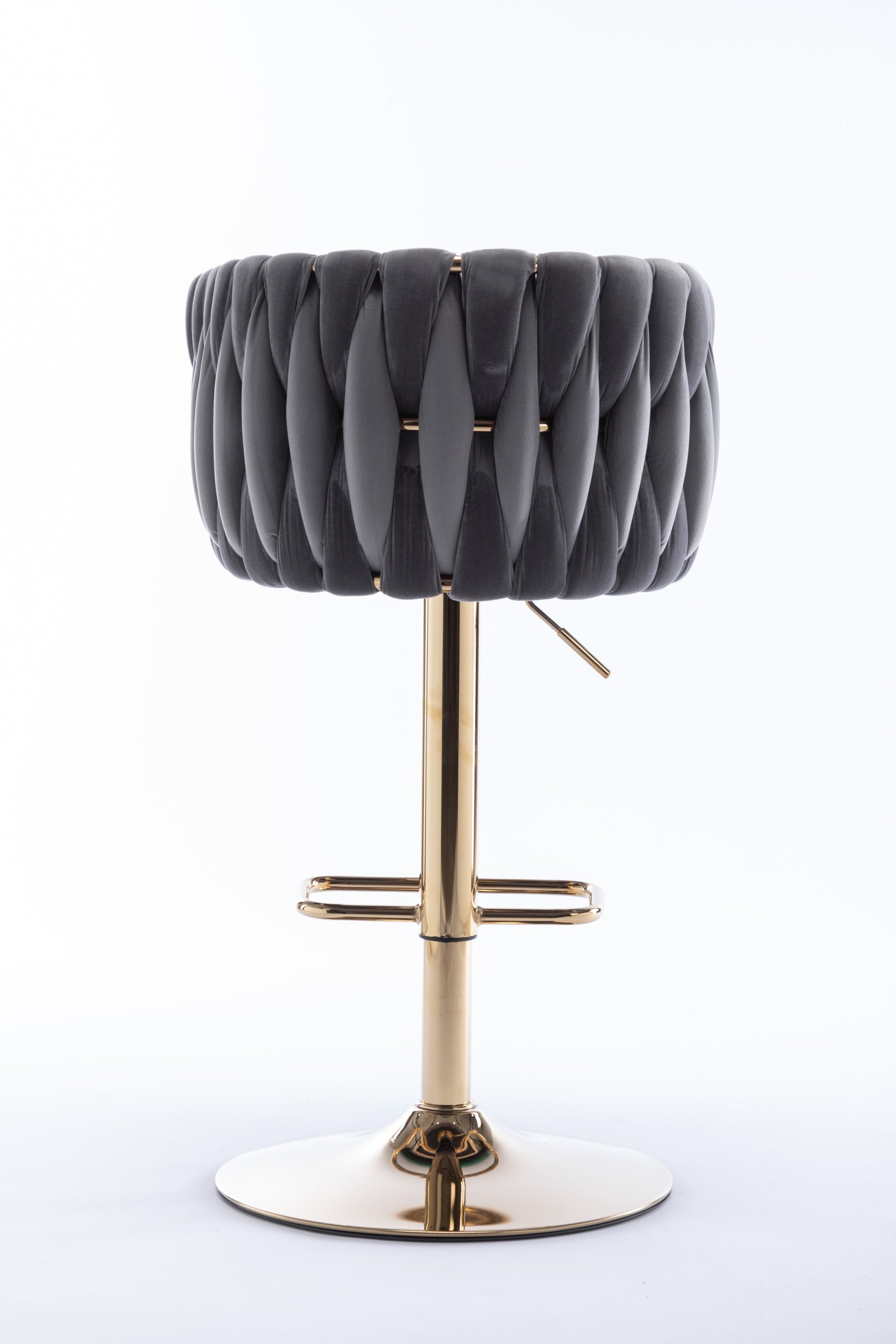 Modern Gray Velvet Adjustable Height Bar Stool Set of 2