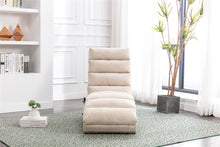 Modern Linen Chaise Lounge with Massage Function & Remote in Beige