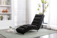 Modern Linen Chaise Lounge with Massage Function & Remote in Black