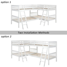 L-Shaped Bunk Bed with Ladder,Twin Size-Gray
