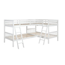 L-Shaped Bunk Bed with Ladder,Twin Size-Gray