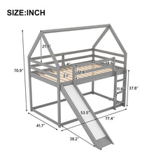 Twin Size Bunk House Bed with Slide and Ladder in Gray
