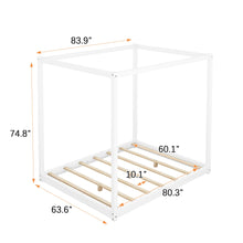Queen Size Canopy Platform Bed with Support Legs,White