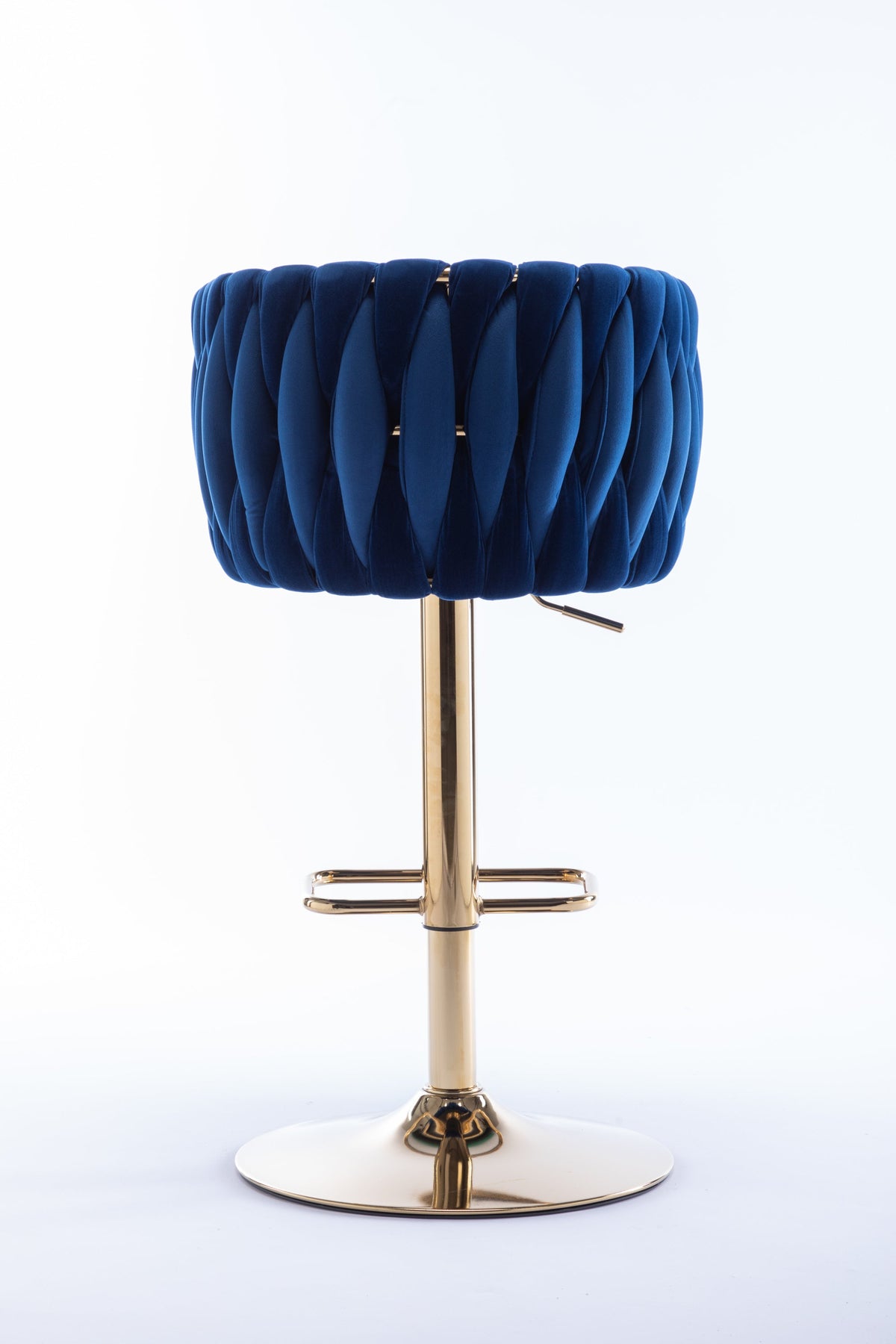 Modern Navy Velvet Adjustable Height Bar Stool Set of 2