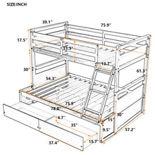 Twin over Full Bunk Bed with Storage - Gray